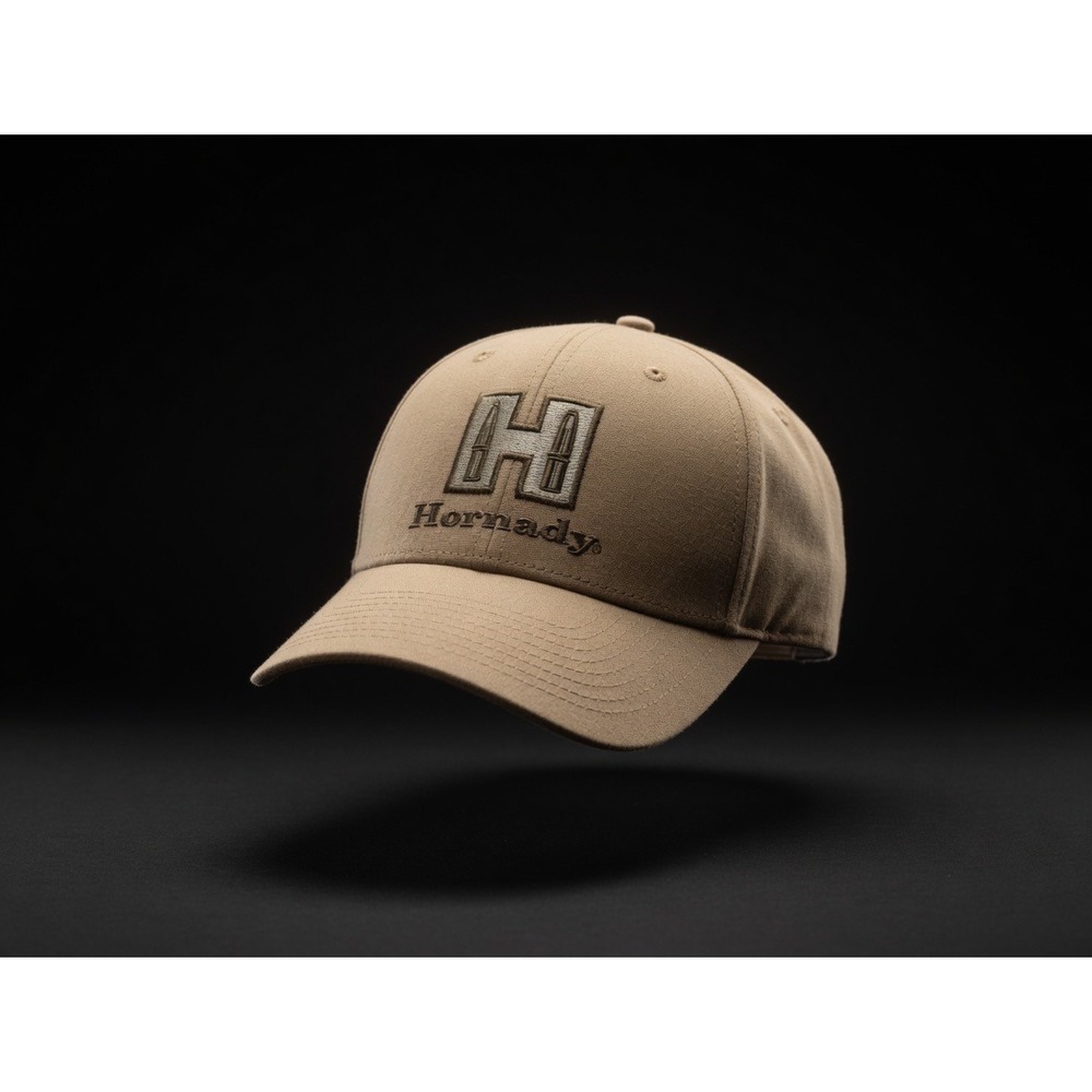 Hornady Tan Khaki Snapback Ball Cap Hat Embroidered Logo Hunting Shooting Mens